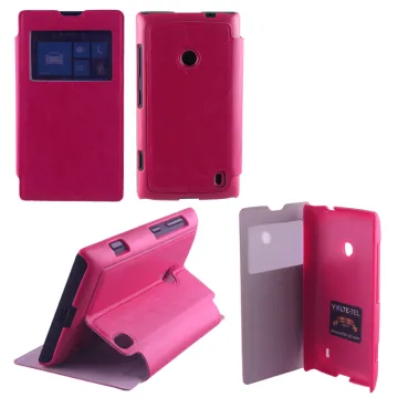 VOLTE-TEL ΘΗΚΗ NOKIA LUMIA 520/525 HARD VIEW BOOK-STAND PINK