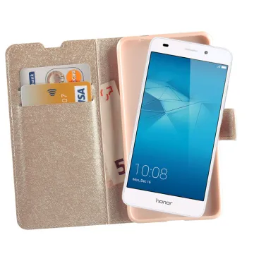 VOLTE-TEL ΘΗΚΗ HONOR 5C/7 LITE LEATHER GOLD-TPU BOOK STAND