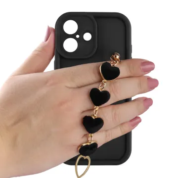 VOLTE-TEL SILICON TPU WITH STRAP ΘΗΚΗ IPHONE 17 6.3in FULL CAMERA PROTECTION BLACK WITH BLACK HEARTS