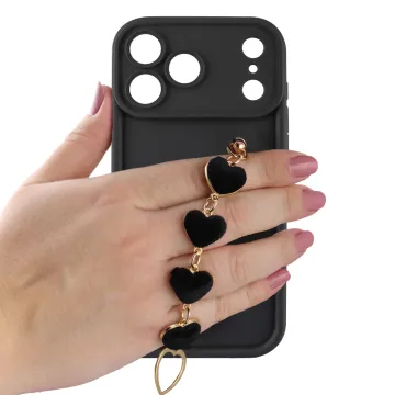 VOLTE-TEL SILICON TPU WITH STRAP ΘΗΚΗ IPHONE 17 PRO MAX 6.9in FULL CAMERA PROTECTION BLACK WITH BLACK HEARTS