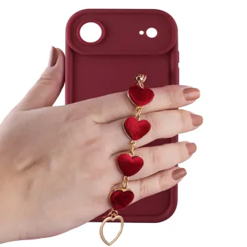 VOLTE-TEL SILICON TPU WITH STRAP ΘΗΚΗ IPHONE 17 AIR 6.5in FULL CAMERA PROTECTION BURGUNDY WITH RED HEARTS