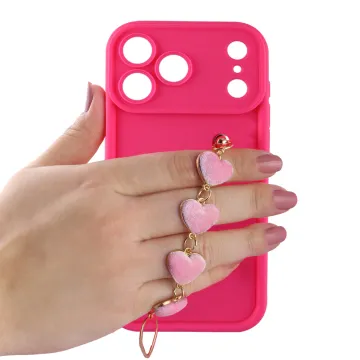 VOLTE-TEL SILICON TPU WITH STRAP ΘΗΚΗ IPHONE 17 PRO MAX 6.9in FULL CAMERA PROTECTION PINK WITH PINK HEARTS