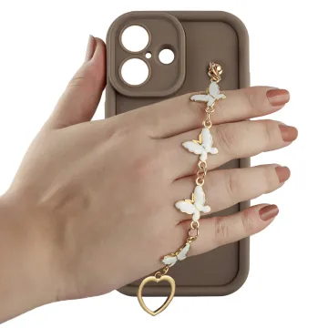 VOLTE-TEL SILICON TPU WITH STRAP ΘΗΚΗ IPHONE 17 6.3in FULL CAMERA PROTECTION BROWN WITH WHITE BUTTERFLIES
