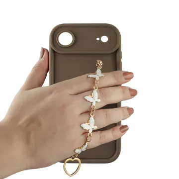VOLTE-TEL SILICON TPU WITH STRAP ΘΗΚΗ IPHONE 17 AIR 6.5in FULL CAMERA PROTECTION BROWN WITH WHITE BUTTERFLIES