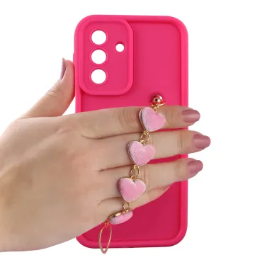 VOLTE-TEL SILICON TPU WITH STRAP ΘΗΚΗ SAMSUNG A17 4G A175/A17 5G A176/M17 5G M176 6.7in FULL CAMERA PROTECTION PINK WITH PINK H