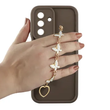 VOLTE-TEL SILICON TPU WITH STRAP ΘΗΚΗ SAMSUNG A17 4G A175/A17 5G A176/M17 5G M176 6.7in FULL CAMERA PROTECTION BROWN WITH WHITE