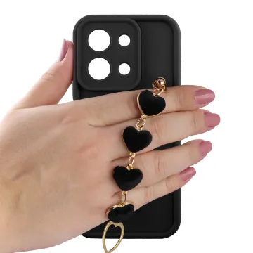VOLTE-TEL SILICON TPU WITH STRAP ΘΗΚΗ XIAOMI C85 4G/REDMI 15C 4G 6.9in FULL CAMERA PROTECTION BLACK WITH BLACK HEARTS