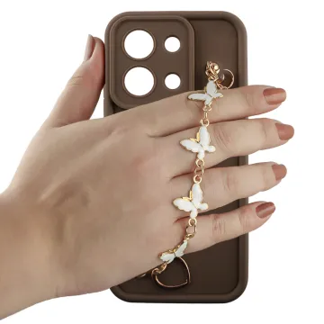 VOLTE-TEL SILICON TPU WITH STRAP ΘΗΚΗ XIAOMI POCO C85 4G/ REDMI 15C 4G 6.9in FULL CAMERA PROTECTION BROWN WITH WHITE BUTTERFLIE