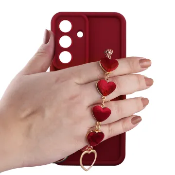 VOLTE-TEL SILICON TPU WITH STRAP ΘΗΚΗ SAMSUNG S26 PLUS 5G 6.7in FULL CAMERA PROTECTION BURGUNDY WITH RED HEARTS