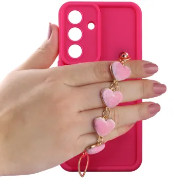 VOLTE-TEL SILICON TPU WITH STRAP ΘΗΚΗ SAMSUNG S26 5G 6.3in FULL CAMERA PROTECTION PINK WITH PINK HEARTS