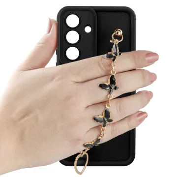 VOLTE-TEL SILICON TPU WITH STRAP ΘΗΚΗ SAMSUNG S26 PLUS 5G 6.7in FULL CAMERA PROTECTION BLACK WITH BLACK BUTTERFLIES