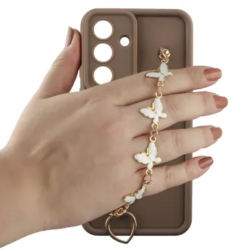 VOLTE-TEL SILICON TPU WITH STRAP ΘΗΚΗ SAMSUNG S26 5G S931 6.3in FULL CAMERA PROTECTION BROWN WITH WHITE BUTTERFLIES