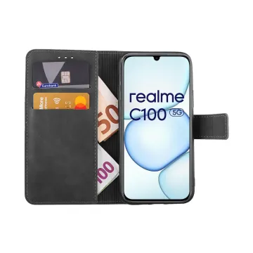 LIME ESSENTIAL ΘΗΚΗ REALME C100 5G 6.8in MAGNET BOOK STAND CLIP GREY