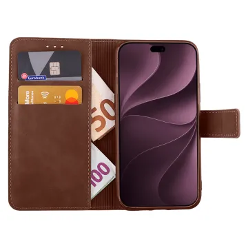 LIME ESSENTIAL ΘΗΚΗ IPHONE 18 PRO 6.3in MAGNET BOOK STAND CLIP CHESTNUT BROWN