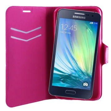 VOLTE-TEL ΘΗΚΗ SAMSUNG A3 A300 LINE LEATHER-TPU BOOK STAND PINK
