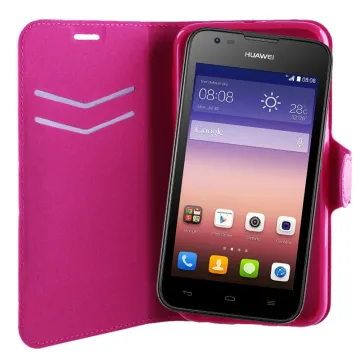 VOLTE-TEL ΘΗΚΗ HUAWEI ASCEND Y550 LINE LEATHER-TPU BOOK STAND PINK