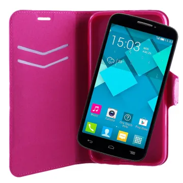 VOLTE-TEL ΘΗΚΗ ALCATEL ONE TOUCH POP C7 7041 LINE LEATHER-TPU BOOK STAND PINK