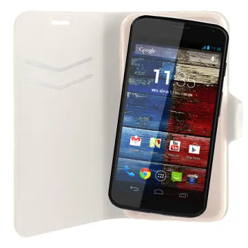 VOLTE-TEL ΘΗΚΗ MOTOROLA MOTO X XT1095 LINE LEATHER-TPU BOOK STAND WHITE