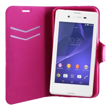 VOLTE-TEL ΘΗΚΗ SONY XPERIA E3 D2202 LINE LEATHER-TPU BOOK STAND PINK