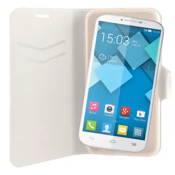 VOLTE-TEL ΘΗΚΗ ALCATEL ONE TOUCH POP C9 7047 LINE LEATHER-TPU BOOK STAND WHITE