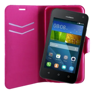 VOLTE-TEL ΘΗΚΗ HUAWEI Y360 LINE LEATHER-TPU BOOK STAND PINK