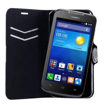 VOLTE-TEL ΘΗΚΗ HUAWEI Y540 LINE LEATHER-TPU BOOK STAND BLACK