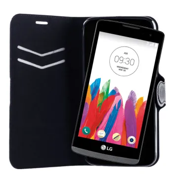 VOLTE-TEL ΘΗΚΗ LG LEON H340N/H320 LINE LEATHER-TPU BOOK STAND BLACK