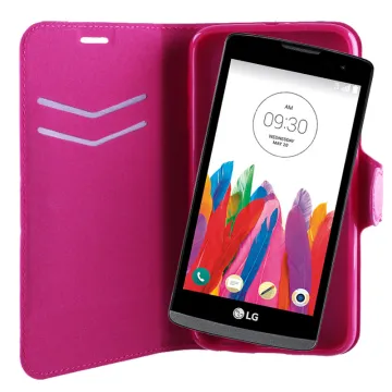 VOLTE-TEL ΘΗΚΗ LG LEON H340N/H320 LINE LEATHER-TPU BOOK STAND PINK