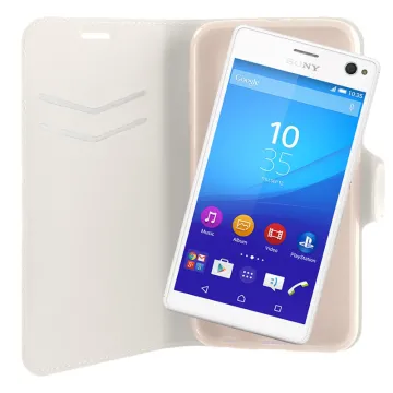 VOLTE-TEL ΘΗΚΗ SONY XPERIA C4 E5303 LINE LEATHER-TPU BOOK STAND WHITE