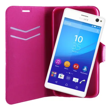 VOLTE-TEL ΘΗΚΗ SONY XPERIA C4 E5303 LINE LEATHER-TPU BOOK STAND PINK