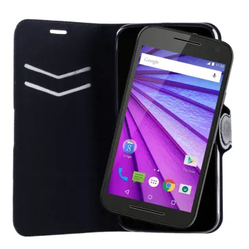 VOLTE-TEL ΘΗΚΗ MOTOROLA MOTO G3 XT1541 LINE LEATHER-TPU BOOK STAND BLACK