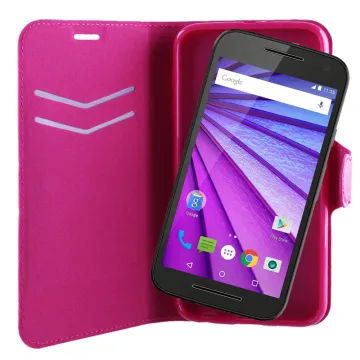 VOLTE-TEL ΘΗΚΗ MOTOROLA MOTO G3 XT1541 LINE LEATHER-TPU BOOK STAND PINK