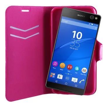 VOLTE-TEL ΘΗΚΗ SONY XPERIA C5 ULTRA E5506 LINE LEATHER-TPU BOOK STAND PINK