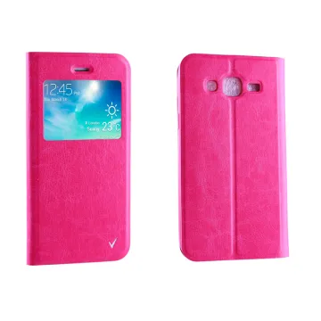 VOLTE-TEL ΘΗΚΗ SAMSUNG J5 J500 LEATHER-TPU VIEW BOOK STAND PINK