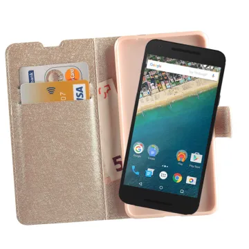 VOLTE-TEL ΘΗΚΗ LG NEXUS 5X H791 LEATHER GOLD-TPU BOOK STAND