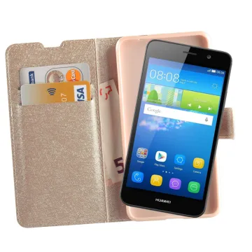 VOLTE-TEL ΘΗΚΗ HUAWEI Y6 LEATHER GOLD-TPU BOOK STAND