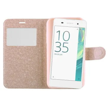 VOLTE-TEL ΘΗΚΗ SONY XPERIA E5 F3311 LEATHER GOLD-TPU VIEW BOOK STAND