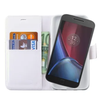 VOLTE-TEL ΘΗΚΗ MOTOROLA MOTO G4 PLUS XT1642 LEATHER-TPU BOOK STAND WHITE