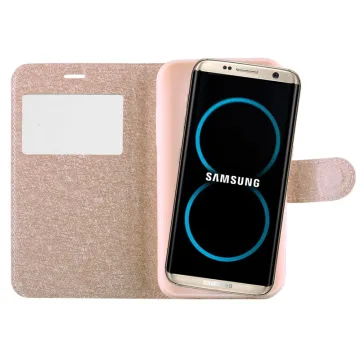 VOLTE-TEL ΘΗΚΗ SAMSUNG S8 G950 LEATHER GOLD-TPU VIEW BOOK STAND