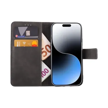 LIME ESSENTIAL ΘΗΚΗ IPHONE 15 PRO 6.1in MAGNET BOOK STAND CLIP GREY