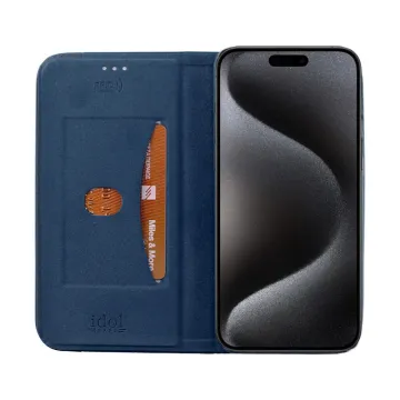 IDOL 1991 ELITE ΘΗΚΗ IPHONE 15 PRO MAX 6.7in ANTI-RFID BOOK STAND BLUE
