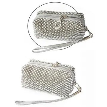 VOLTE-TEL ΘΗΚΗ ΠΟΥΓΚΙ-ΠΟΡΤΟΦΟΛΙ ZIPPER ΜΕ ΠΕΡΛΕΣ V300 SILVER