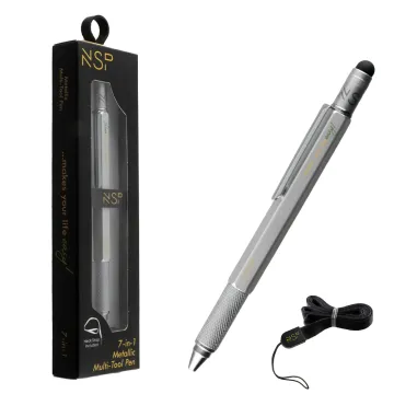 NSP ΣΤΥΛΟ 7 IN 1 METALLIC MULTI-TOOL PEN SILVER (WITH RED INK)