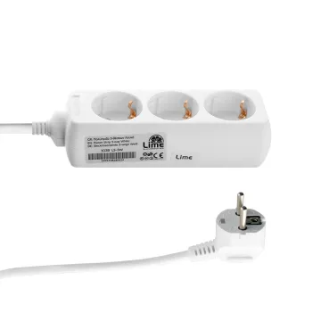 LIME ΠΟΛΥΠΡΙΖΟ 3 ΣΟΥΚΟ LS-3W 16A ΜΕ ΠΑΙΔΙΚΗ ΠΡΟΣΤΑΣΙΑ (3x1.0mm) 1.0m ΑΣΠΡΟ