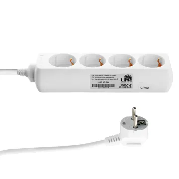 LIME ΠΟΛΥΠΡΙΖΟ 4 ΣΟΥΚΟ LS-4W 16A ΜΕ ΠΑΙΔΙΚΗ ΠΡΟΣΤΑΣΙΑ (3x1.0mm) 1.0m ΑΣΠΡΟ