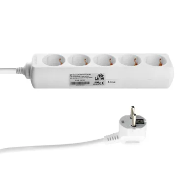 LIME ΠΟΛΥΠΡΙΖΟ 5 ΣΟΥΚΟ LS-5W 16A ΜΕ ΠΑΙΔΙΚΗ ΠΡΟΣΤΑΣΙΑ (3x1.0mm) 1.0m ΑΣΠΡΟ