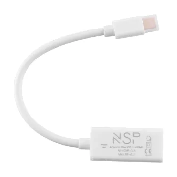 NSP N10 CABLE ADAPTER MINI DISPLAY PORT V1.1 TO HDMI 4K V1.4 0,23m WHITE