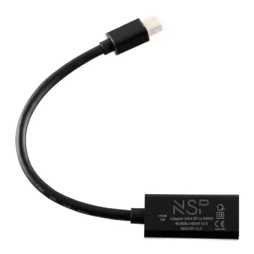 NSP N13 CABLE ADAPTER MINI DISPLAY PORT V1.2 TO HDMI 4K/60HZ V2.0 0,23m BLACK