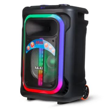 AKAI ABTS-15 PRO VOLCANO PARTY SPEAKER ΦΟΡΗΤΟ ΗΧΕΙΟ ΤΡΟΛΕΪ BLUETOOTH ΜΕ LED, USB, SD, AUX, FM, AWS 75W RMS ΓΙΑ ΚΑΡΑΟΚΕ