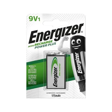 ENERGIZER ΜΠΑΤΑΡΙΕΣ ΕΠΑΝΑΦΟΡΤΙΖΟΜΕΝΕΣ 9V 6LR61/6LF22/HR22 175mAh Ni-MH POWER PLUS 1/BLISTER
